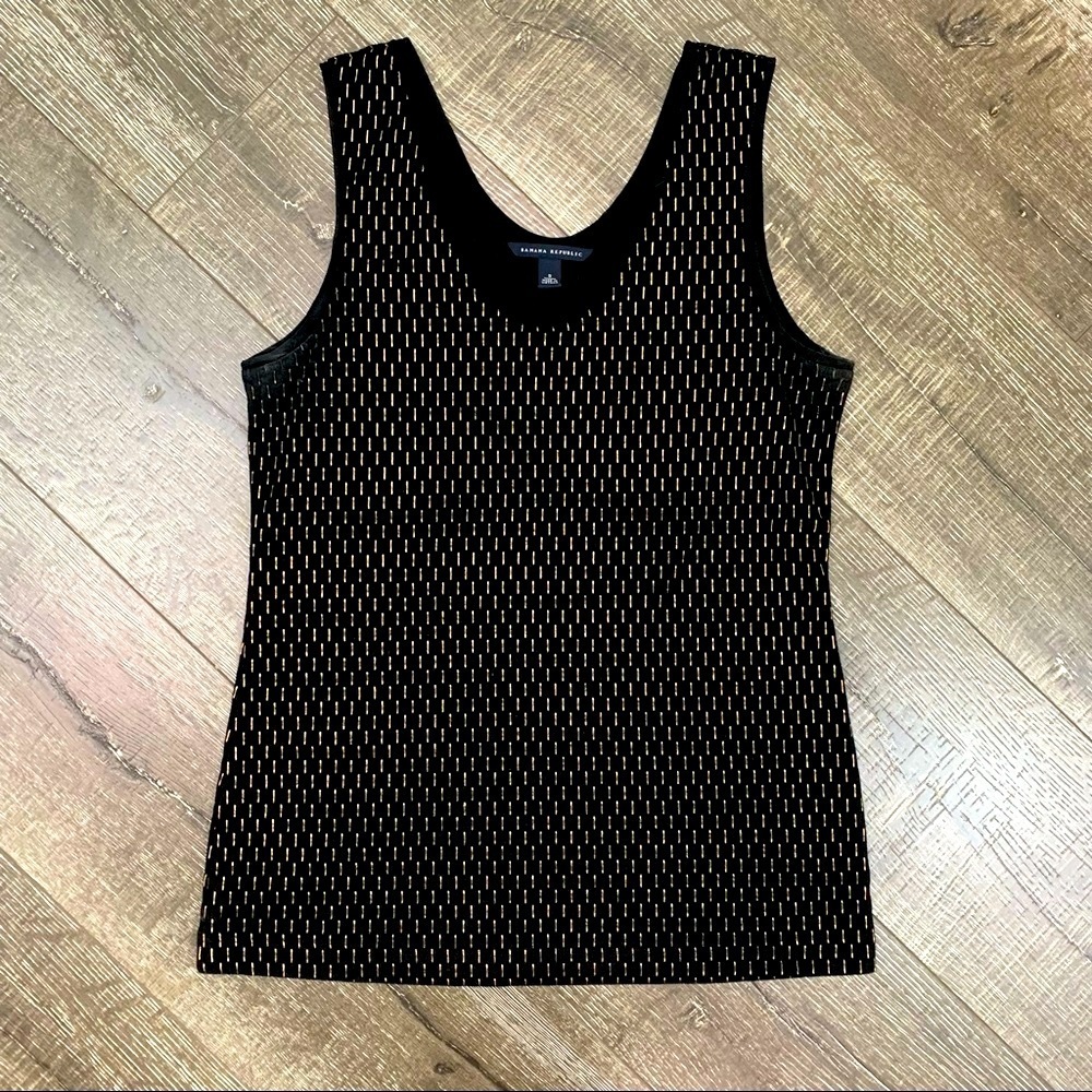 Banana Republic Women’s Black and Gold Metallic Shimmer Tank Top Small